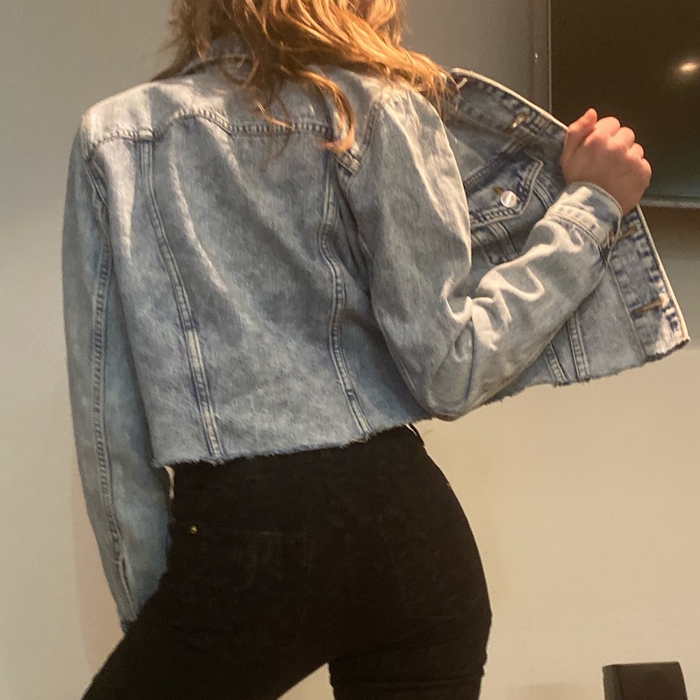 Slightly oversized acid wash jean jacket